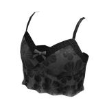 Black Summer Hibiscus Lace Tank Top