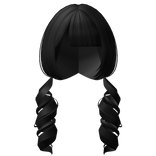 ♡ black swirly curly pigtails