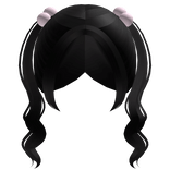 Black Swirly High Pigtails With Charms
