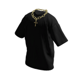Black T-Shirt w/ Gold Chain