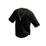 Black T-Shirt w/ Gold Cross Chain
