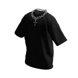 Black T-Shirt w/ Silver Chain