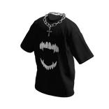 Black T-Shirt w/ Silver Cross Chain