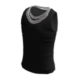 Black Tank Top w Double Iced Out Cuban Link
