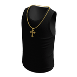 Black Tank Top w/ Gold Cross Chain