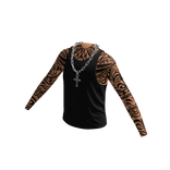 Black Tank Top w/ Silver Cross Chain & Sleeves