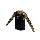 Black Tank Top w/ Silver Cross Chain & Sleeves