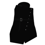 Black Trench Coat with Collar and Belt