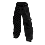 Black Trendy Checker Graphic Baggy Cargo Pants