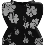 Black Tropical Floral Button Shirt [F] ( Torso )