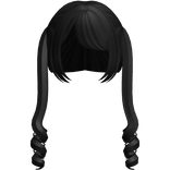 Black Twin Swirly Curls W Bangs