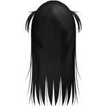 Black Twin Tufts Straight Hair W Bangs