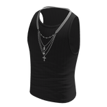 Black Vest with Silver Chain