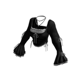 Black Vintage Coquette Ruffle Longsleeve