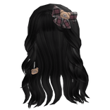 Black Wavy Half up with Bears