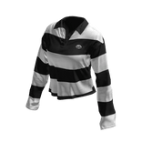 Black White Baggy Long Sleeve Striped Polo 🫐