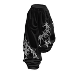 Black White Print Half Raised Baggy Sweatpants