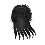 black windy wispy messy long anime flowy hair