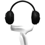 Black Winter Earmuffs with White Scarf