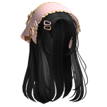 Black Wispy Hair W/ Mori Kei Neapolitan Bonnet