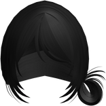 Black Wispy Messy Side Bun W Bangs