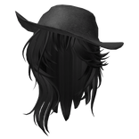 Black Wolf cut w Summer Hat 