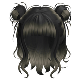 Black x Biege Cute Anime Twin Buns