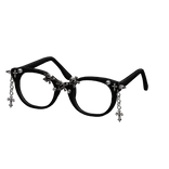 Black Y2k Emo Skull W Cross & Spikes Glasses