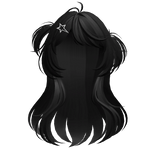 Black Y2K Halfup Loose Pigtails W Starclip