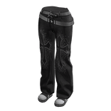 Black Y2K Jeans w Studded Belt