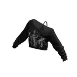 Black Y2K Print Cropped Off Shoulder Shirt