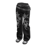 Black Y2K Star Jeans w Studded Belt