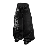 Black Y2K Tribal Baggy Jeans