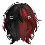 Black&Red Short Wolf Cut Hair with Headphones