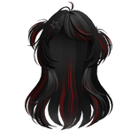 Black&Red Y2K Halfup Loose Pigtails W Starclip