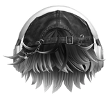 Black&White Messy Hair w/ Headphones & Y2K Hat