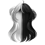 Black&white Rnd Y2K Halfup Loose Pigtails