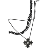 Black/Silver Vintage Chrome Pendant Shoulder Chain