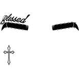 Blessed Face Tattoo + Eyebrows + Cross Tattoo