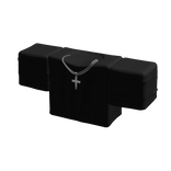 Blocky Black T-Shirt w/ Silver Cross Chain