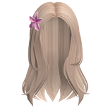 Blonde Middle Parting Hair with Pink Flower