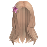 Blonde Middle Parting Hair with Pink Flower