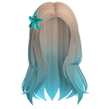 Blonde Ombre Middle Parting Hair with Blue Flower
