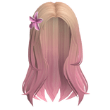 Blonde Ombre Middle Parting Hair with Pink Flower