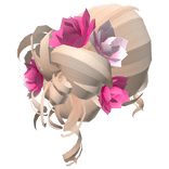 Blonde Pink Spring Floral Curly Messy Bun Hair