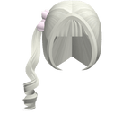 ♡ blonde soft side ponytail with bangs and bow