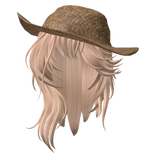 Blonde Wolf cut w Summer Hat 