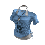 Off Shoulder Graphic Top (Blue)
