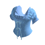 Floral Puff Sleeve Top with Ties (Light Blue)