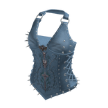Spiked Ring Strap Corset Top (Blue)